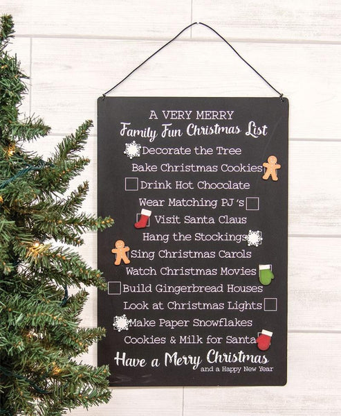 family fun christmas list magnetic sign