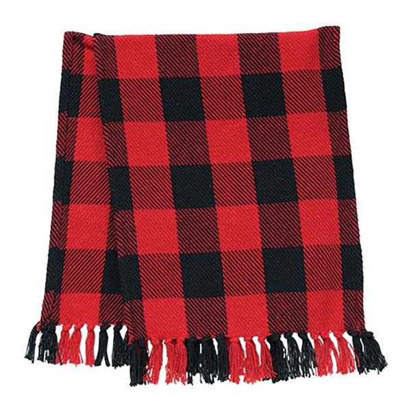 red and black buffalo checks long table runner 64x14