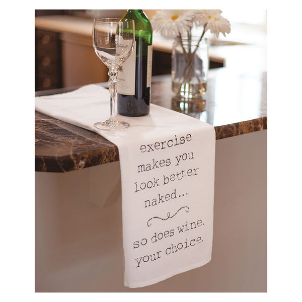 exercise makes you look better kitchen tea towel