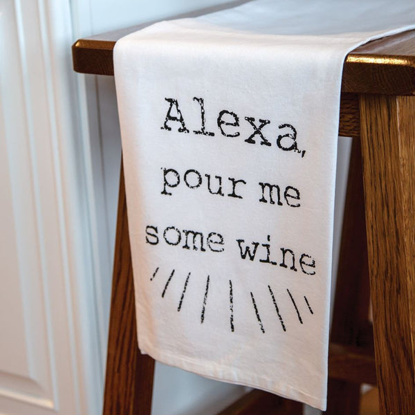 alexa pour me some wine kitchen tea towel