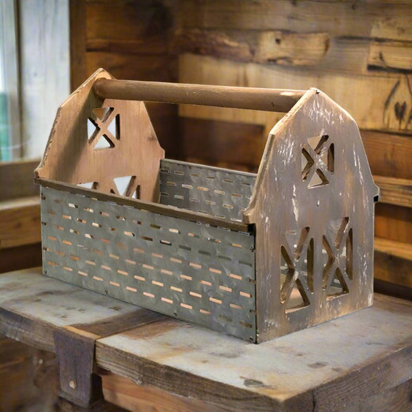 olive bucket style barn wooden basket
