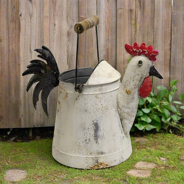 metal rooster watering can vase