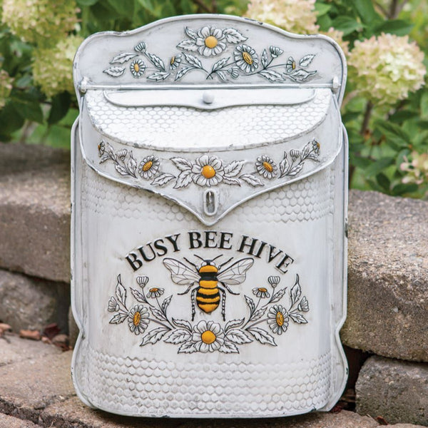 busy bee hive distressed tin mailbox
