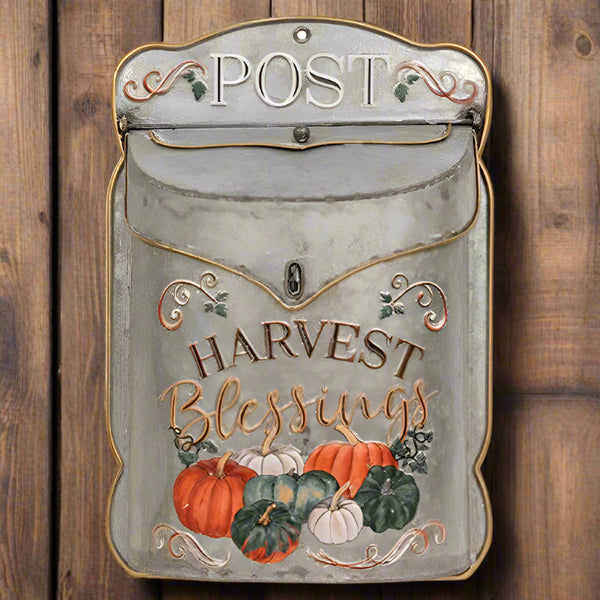 harvest blessings pumpkin metal mailbox