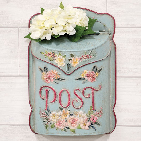 distressed metal garden themed mailbox