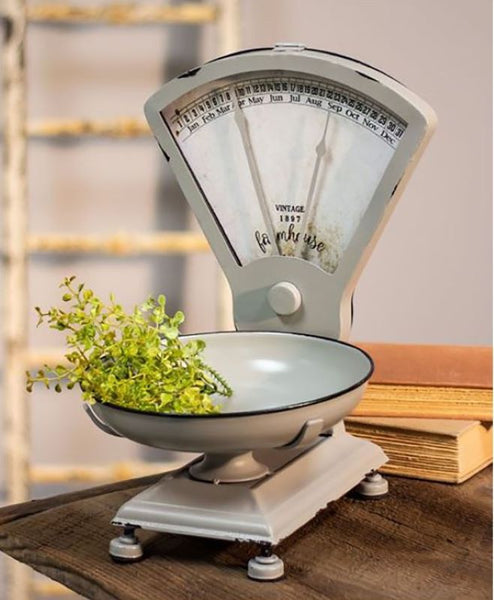 farmhouse gray kitchen scale with calendar
