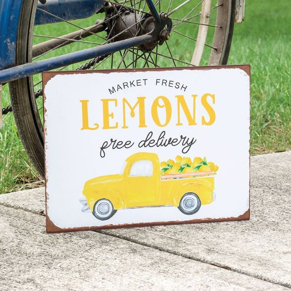 market fresh lemons vintage metal sign