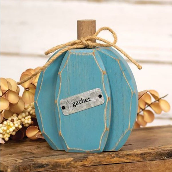 blue gather chunky pumpkin sitter