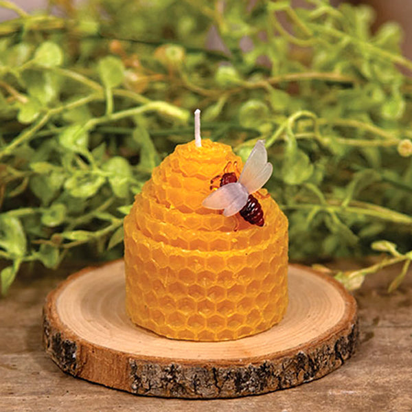 yellow honeycomb bee charm candle