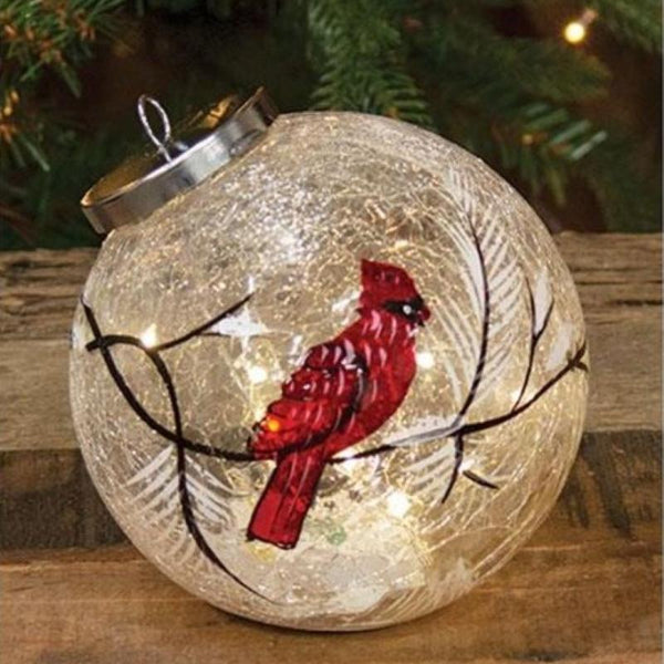 snowy cardinal light up christmas ornament