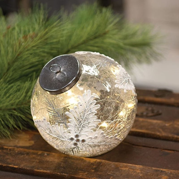 frosted pines light up christmas ornament