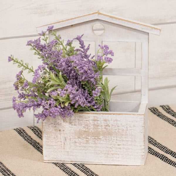 distressed white wooden window box planter