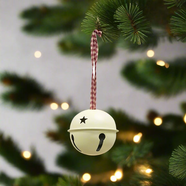 antique white jingle bell ornament