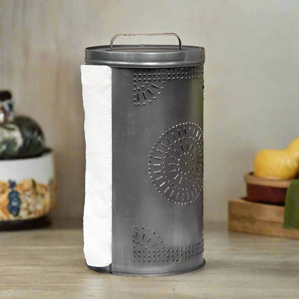 tin punched paper towel dispenser
