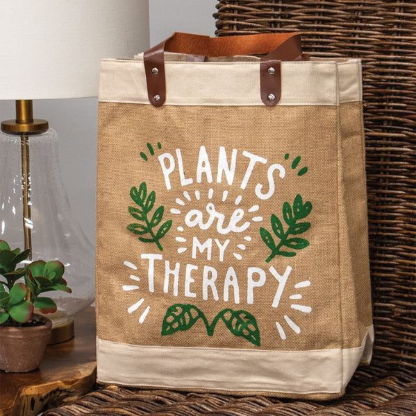 plants are my therapy jute tote