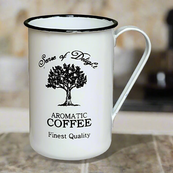 sense of delight aromatic coffee advertising baked enamel mug