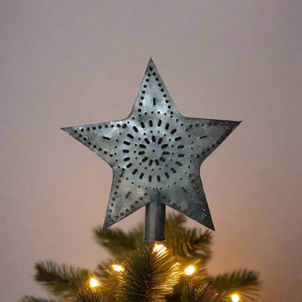 small punched tin star christmas tree topper