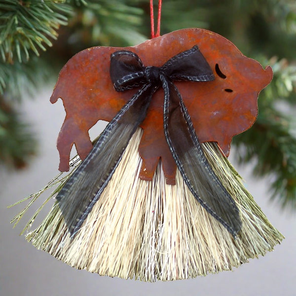 cowboy collectibles natural horse hair buffalo christmas ornament
