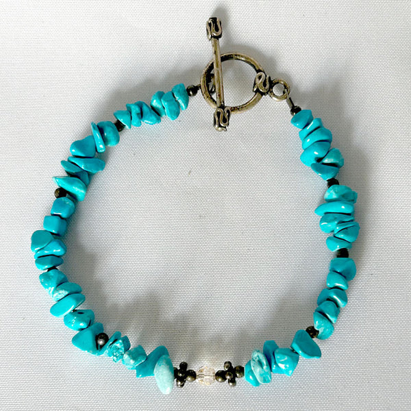 7" turquoise beaded bracelet