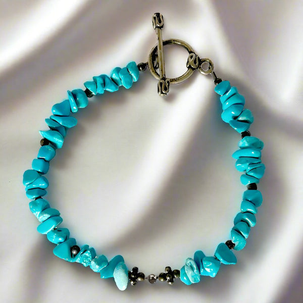 7" turquoise beaded bracelet
