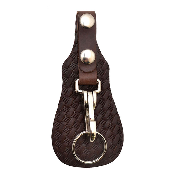 Brown Leather Basketweave Key Fob KC-9 | Buffalo Trader Online