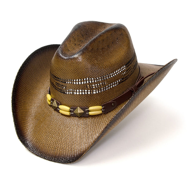Brown Western Hat with Gold Accents Brown Felt Finish Western Pinch Front Hat - Western Express main image 4