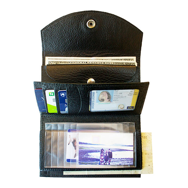 Ladies Black Tooled Leather Organizer Wallet LW822BLK Buffalo Trader