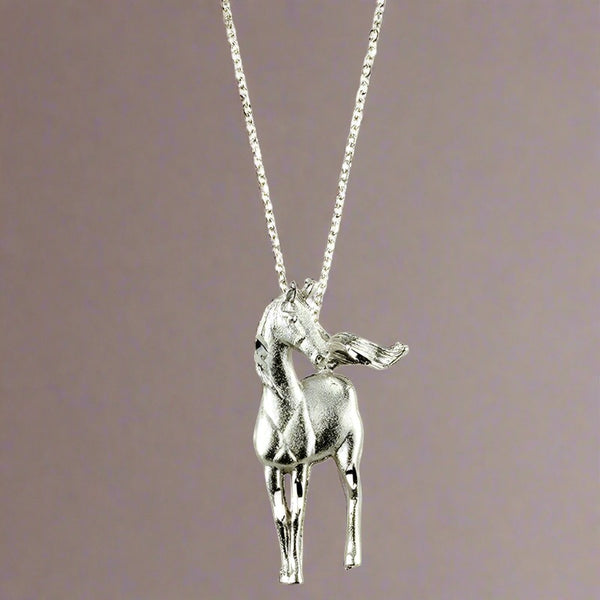 silver plated horse necklace