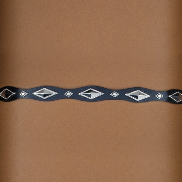 black diamond concho leather hat band