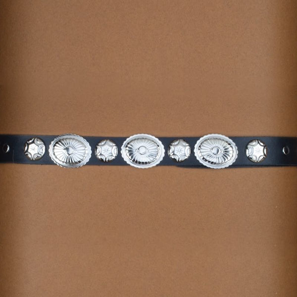 silver concho black studded hat band