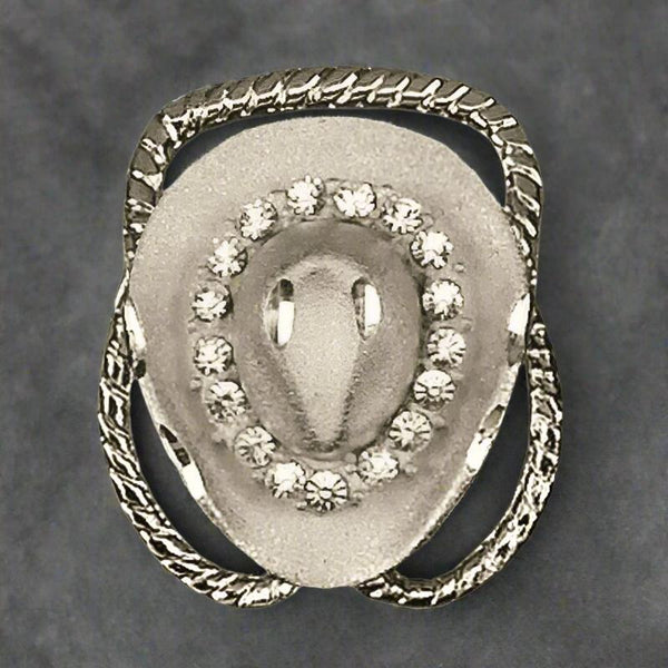 silver cowboy hat crystal scarf slide