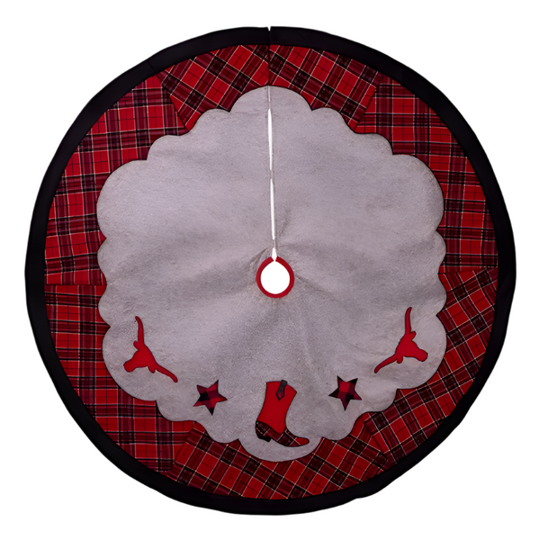 48 inch plaid wester themed christmas tree skirt
