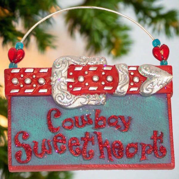 cowboy sweetheart christmas ornament