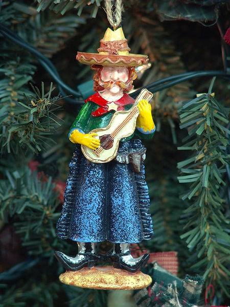 mexican cowboy with guitar christmas ornament