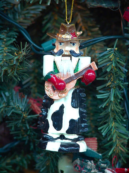 cowhide cowboy nutcracker christmas ornament