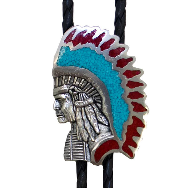 Broche Cravate Or 10 Carats Tête D'indien - Design Buffle - Occasion Restaurée