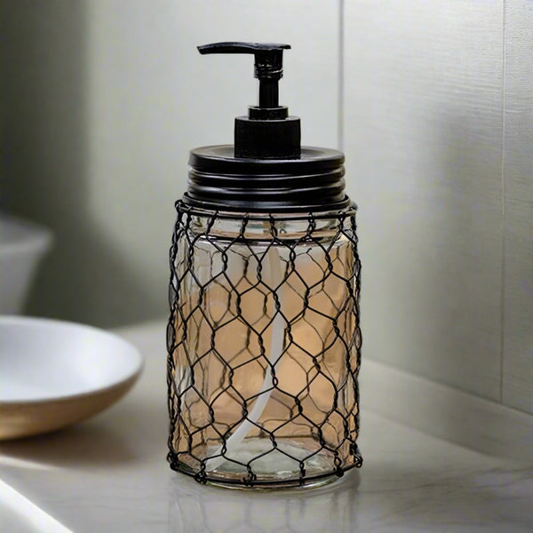 chicken wire soap or lotion dispenser