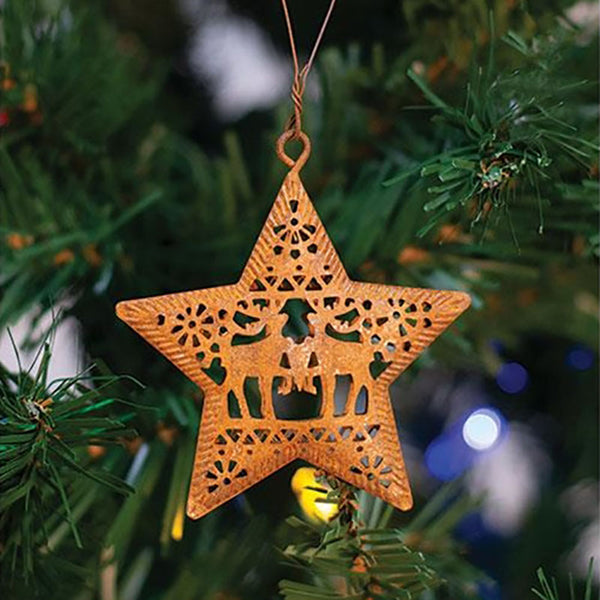 rusty star christmas ornaments set of 6
