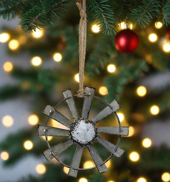 rustic metal windmill ornament