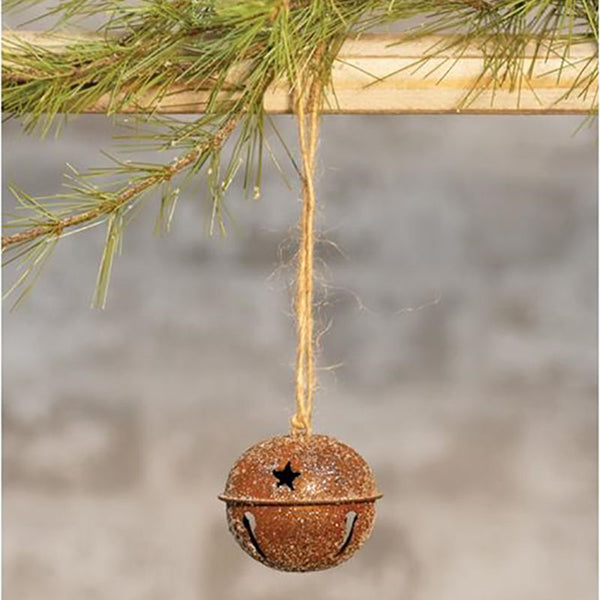 vintage glittery rusty bell ornaments set of 3