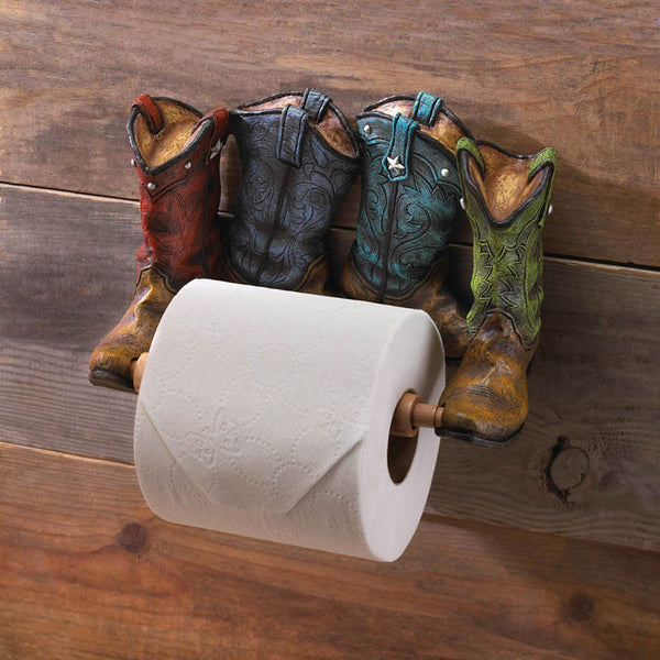 cowboy boots toilet paper holder