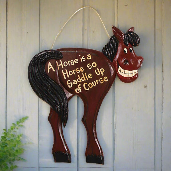 horses behind signs a horse is a horse