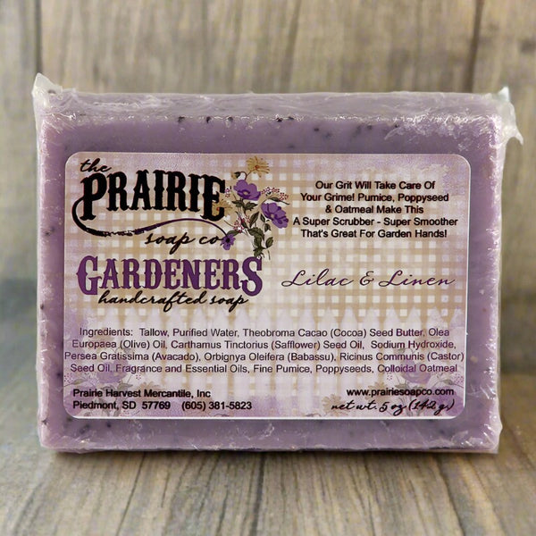 prairie soap co lilac & linen gardeners scrubby hand soap