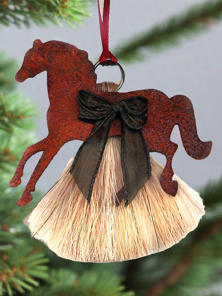 cowboy collectibles natural horse hair pony christmas ornament