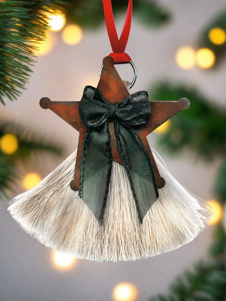 cowboy collectibles natural horse hair star christmas ornament