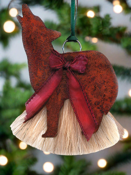 cowboy collectibles natural horse hair wolf christmas ornament