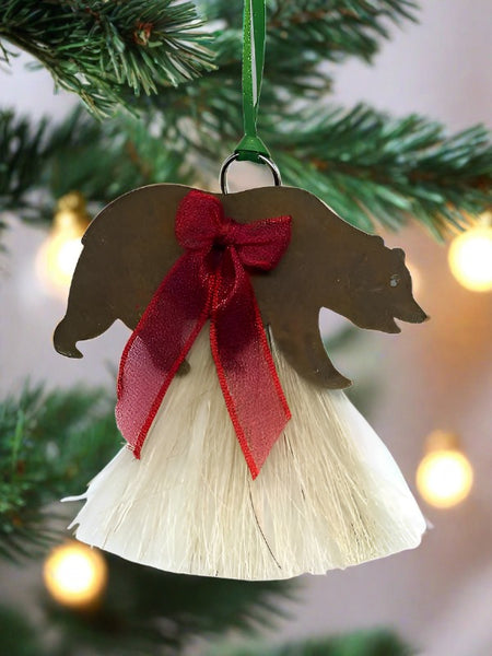 cowboy collectibles natural horse hair bear christmas ornament