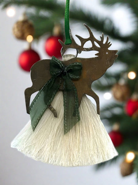 cowboy collectibles natural horse hair elk christmas ornament