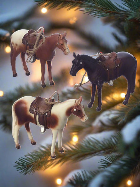 horses with saddles christmas ornaments