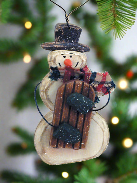 carved snowman ornaments